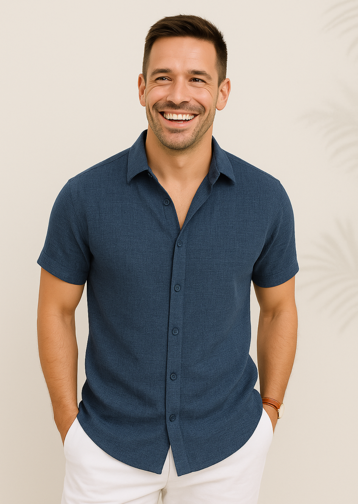Men's light blue breathable polo shirt, modern tailored fit with moisture-wicking fabric for summer