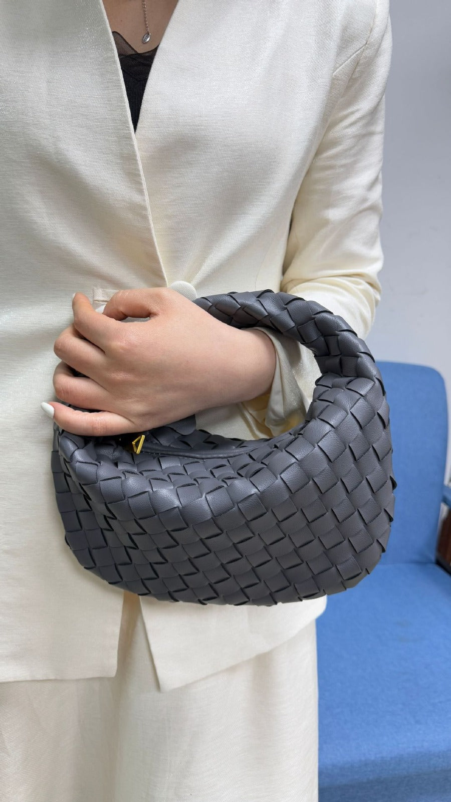 Danielle woven mini handbag vegan leather structured texture compact chic women timeless