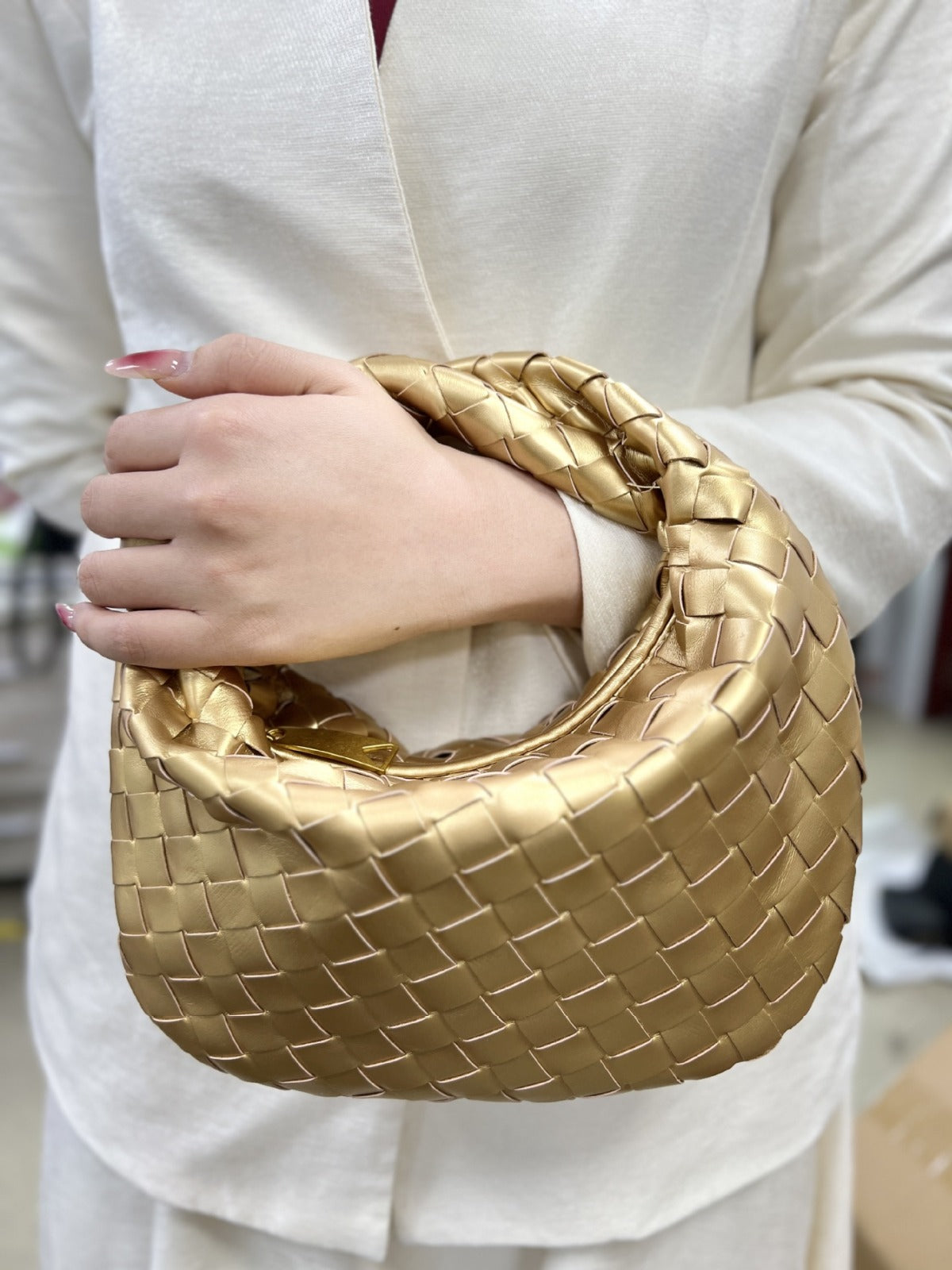 Danielle woven mini handbag vegan leather structured texture compact chic timeless women