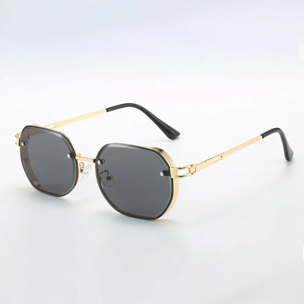 Purple gradient octagonal sunglasses gold frame women fashion geometric luxe eyewear statement shades