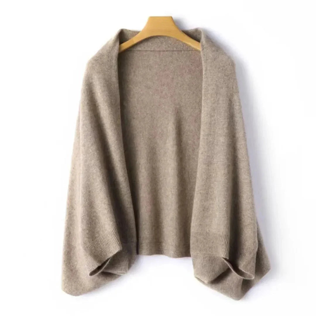 Women's open-front wool shawl cardigan lightweight breathable knit relaxed draped fit
