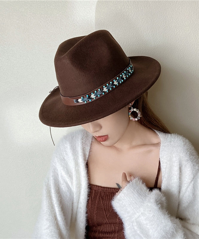 Chapeau de cowboy en laine couleur café, style ethnique, automne et hiver - Urbann-Vibe
