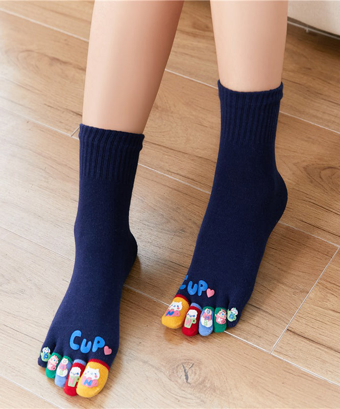 Chaussettes épaisses à cinq doigts, mignonnes et tendance, style automne-hiver, motif dessin animé. - Urbann-Vibe