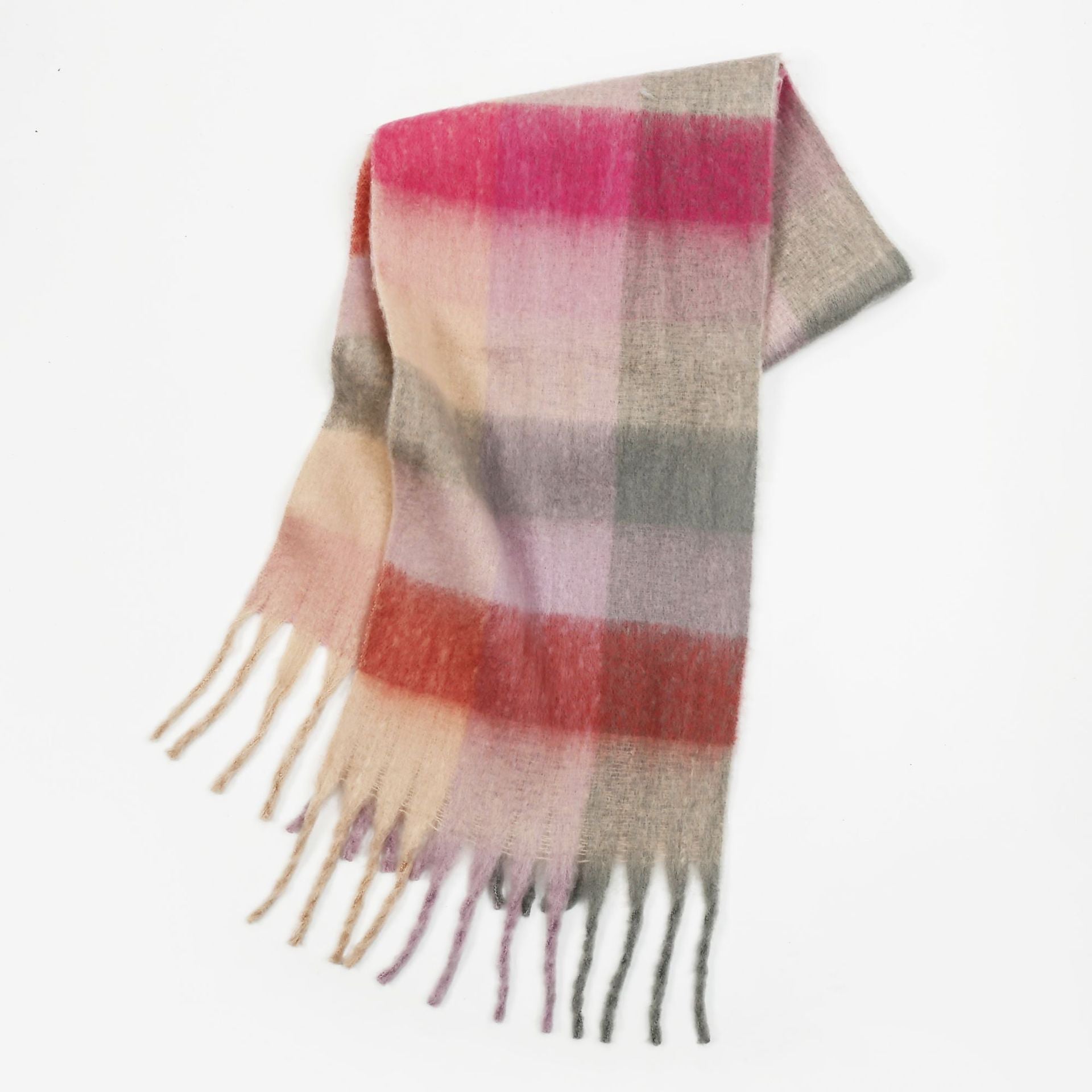 Avellino multicolor rainbow cascade scarf vibrant wrap soft poly blend generous length