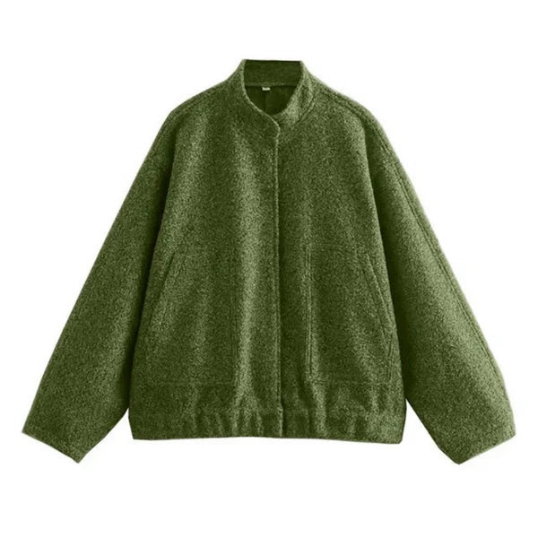 Women's oversized bomber jacket weather-resistant cozy outerwear with relaxed silhouette for layering