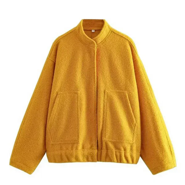 Women's oversized bomber jacket weather-resistant cozy outerwear with ribbed cuffs for fall layering