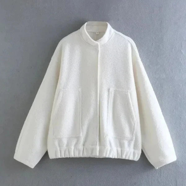 Women's oversized bomber jacket weather-resistant cozy outerwear with relaxed silhouette for layering