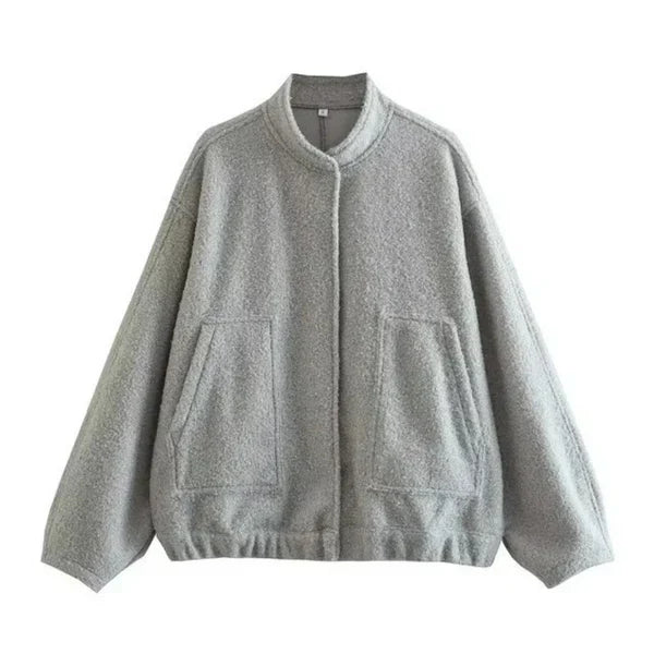 Women's oversized bomber jacket weather-resistant cozy outerwear with relaxed silhouette for layering