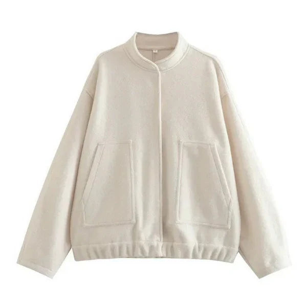 Women's oversized bomber jacket weather-resistant cozy outerwear with relaxed silhouette for layering