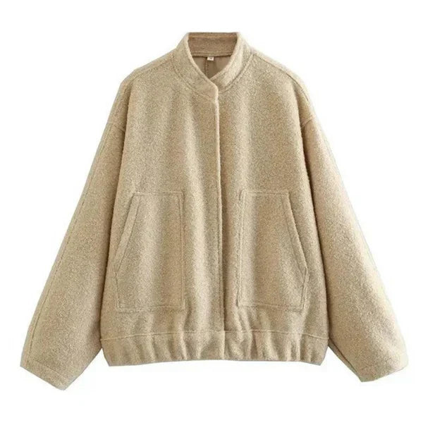 Women's oversized bomber jacket weather-resistant cozy outerwear with ribbed cuffs for fall layering