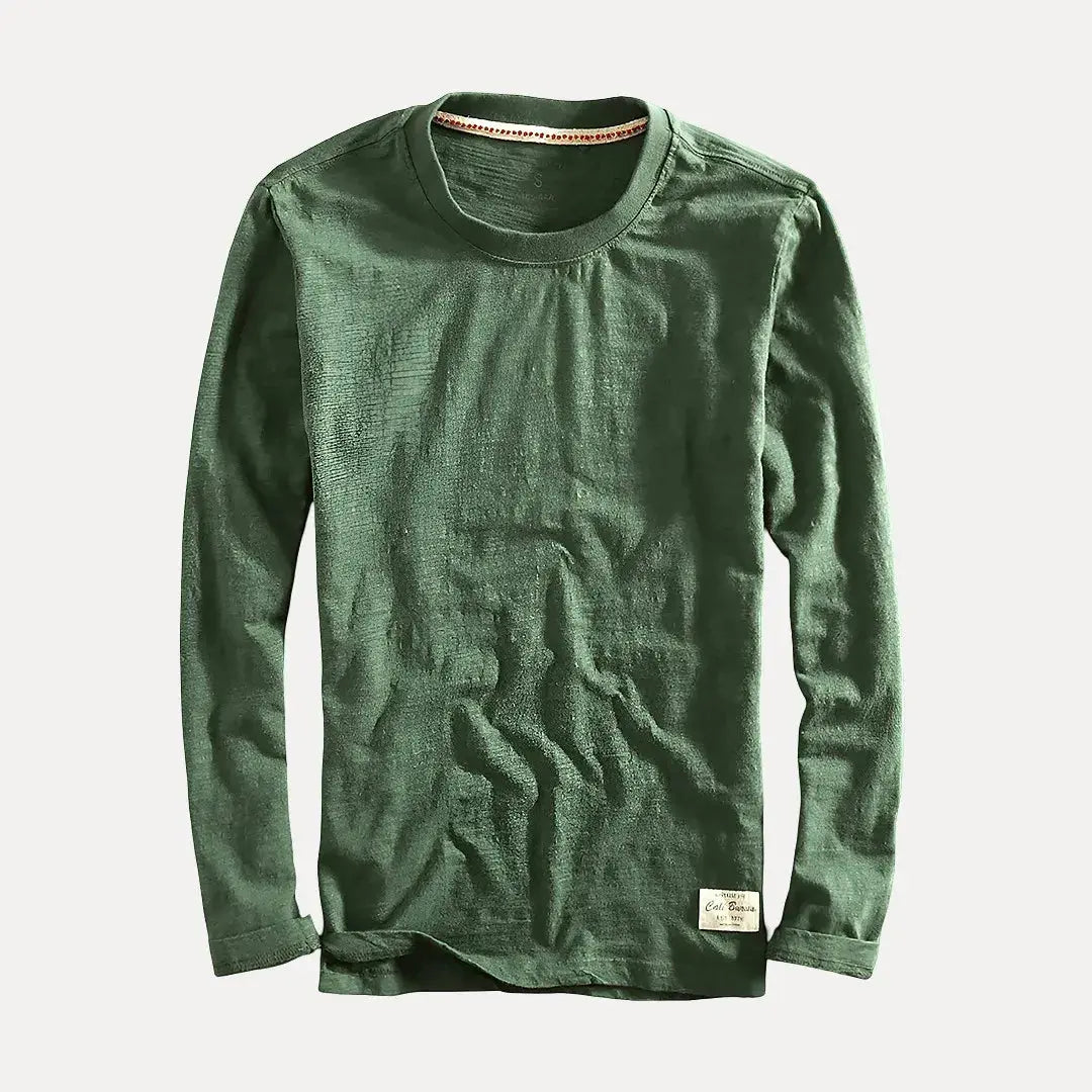Axel relaxed-fit organic cotton long sleeve shirt in butter-soft neutral tone for everyday wear