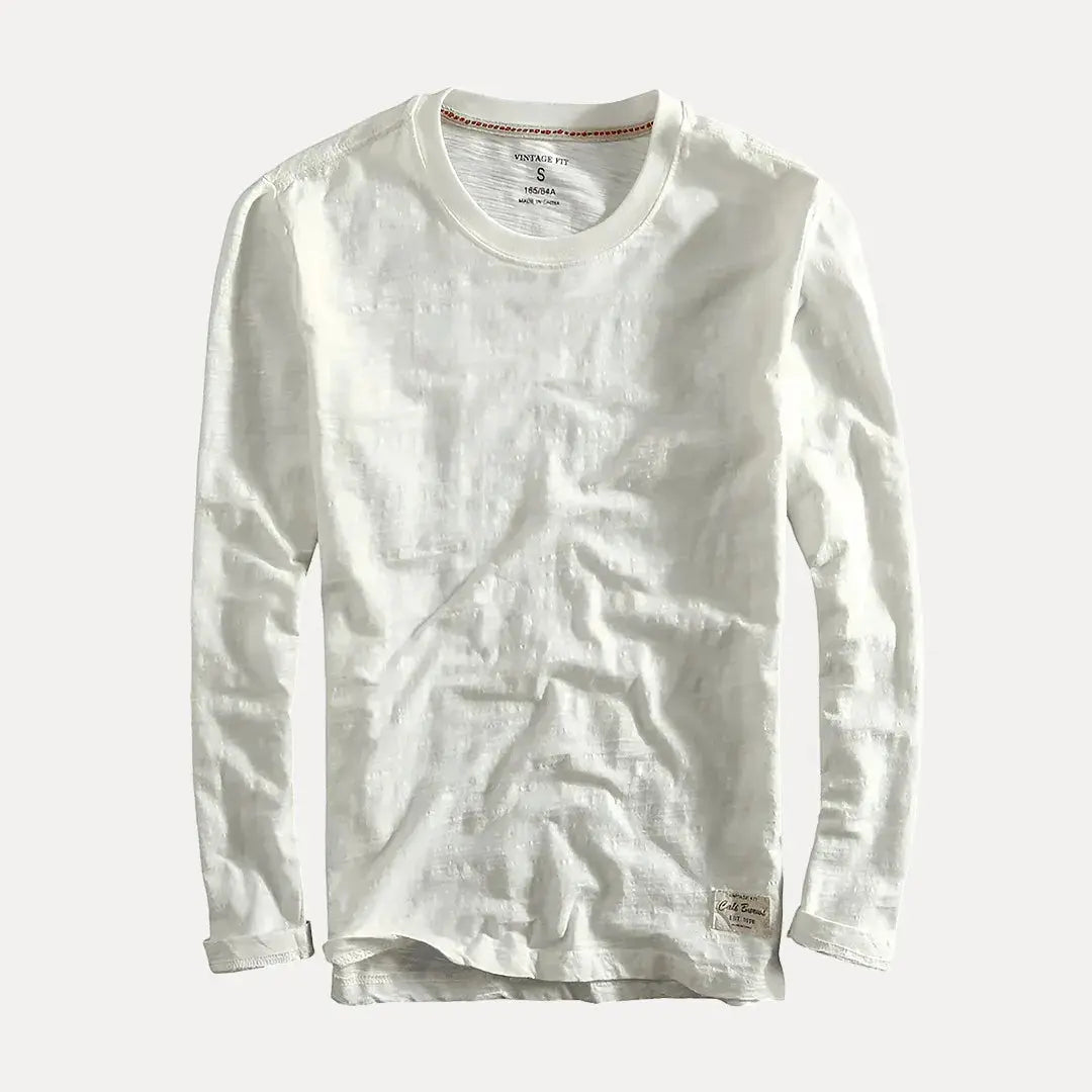 Axel relaxed-fit organic cotton long sleeve shirt in butter-soft neutral tone for everyday wear