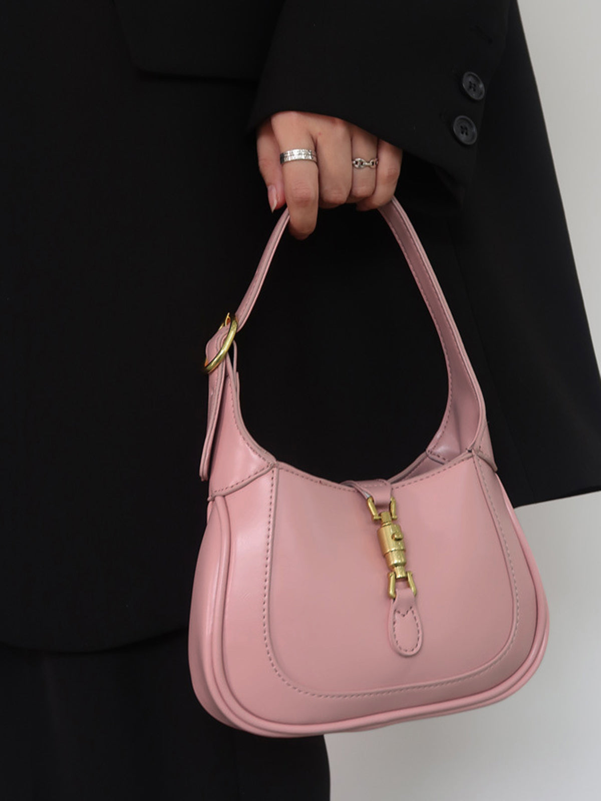 Pastel mini shoulder bag curved silhouette gold-tone hardware compact everyday chic women accessory