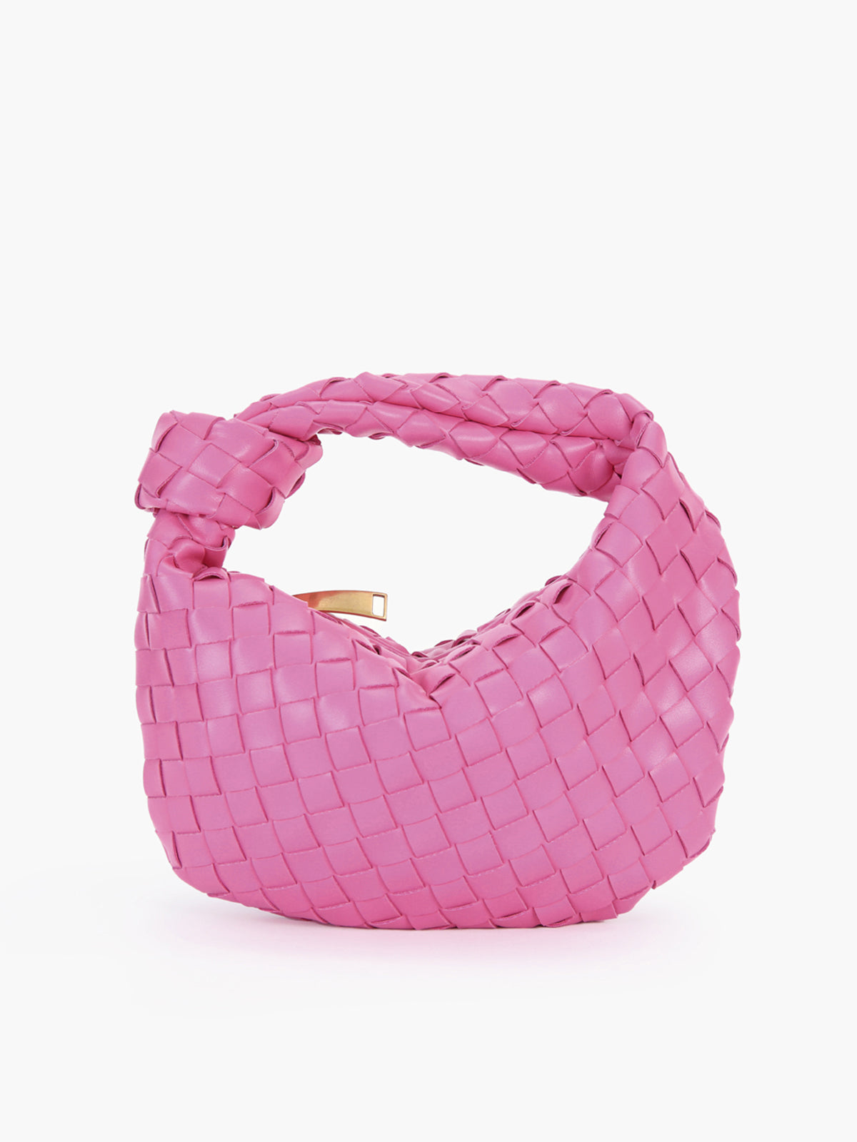 Women's braided knot handle shoulder bag with sculptural texture, lightweight padded silhouette
