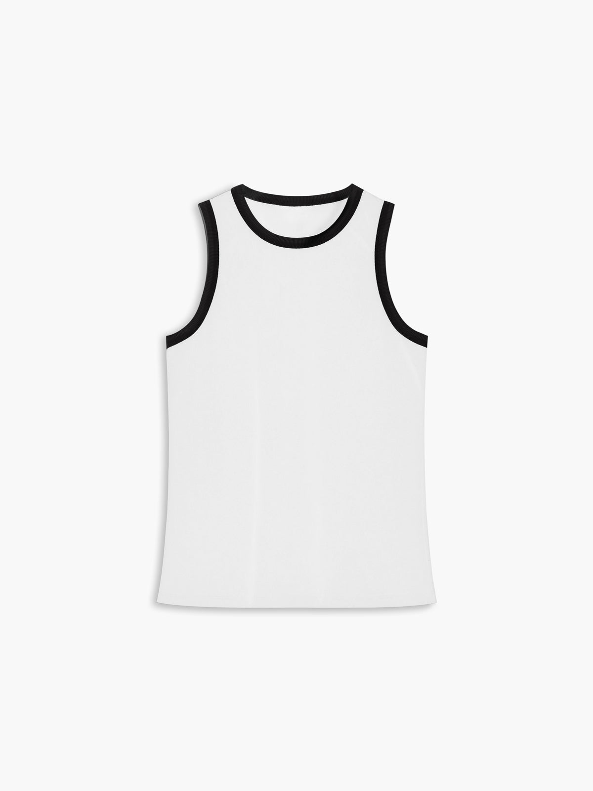 Women's cropped ribbed cotton tank top with contrast trim, sleek sporty fitted silhouette