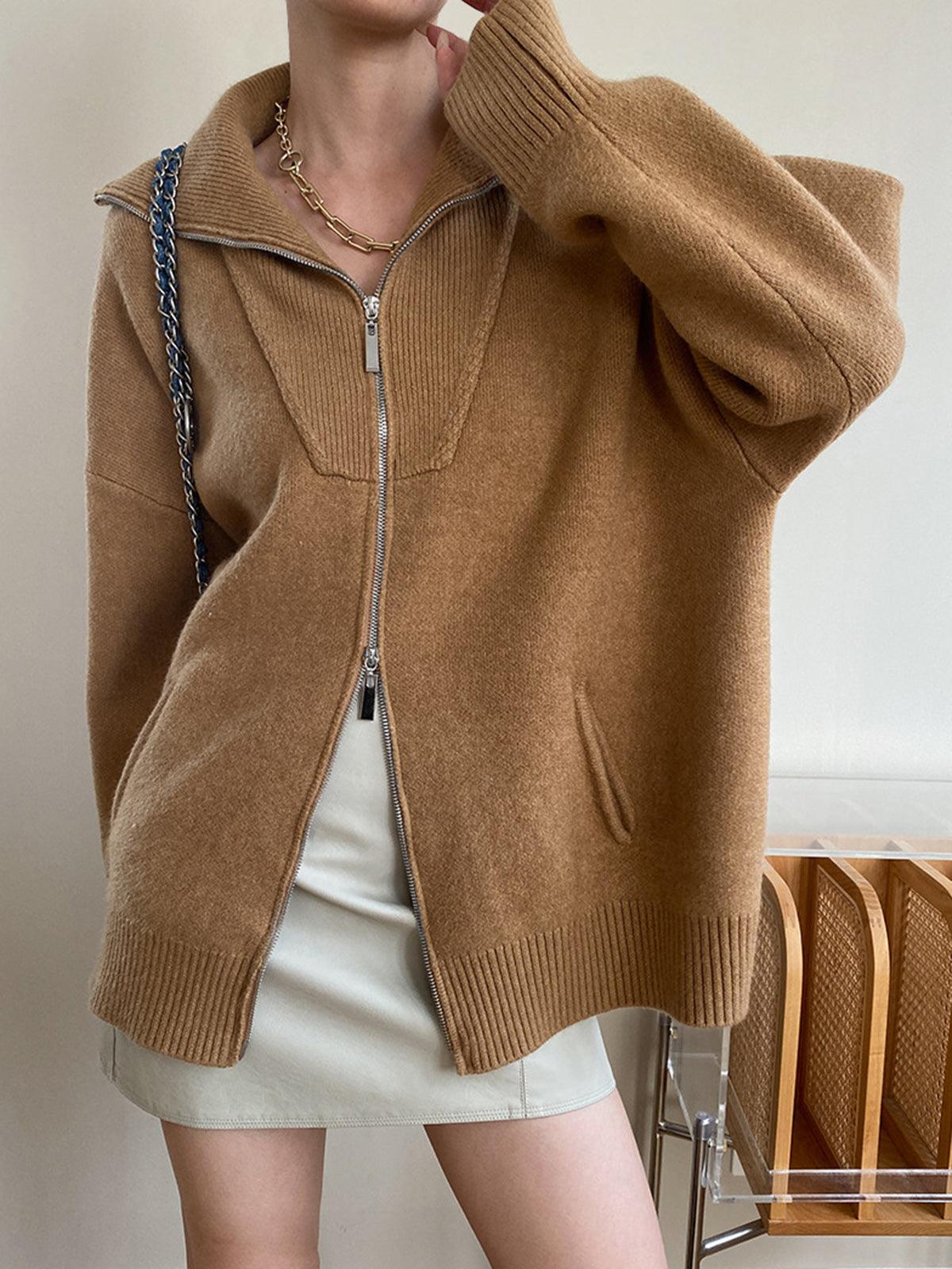 Oversized open collar knit cardigan unisex cozy relaxed fit for casual everyday layering
