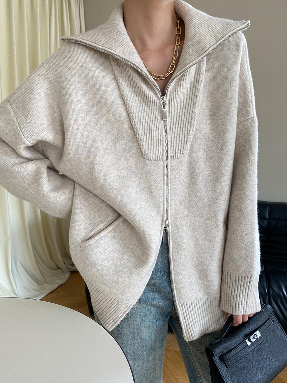 Oversized open collar knit cardigan unisex cozy relaxed fit casual everyday layering piece