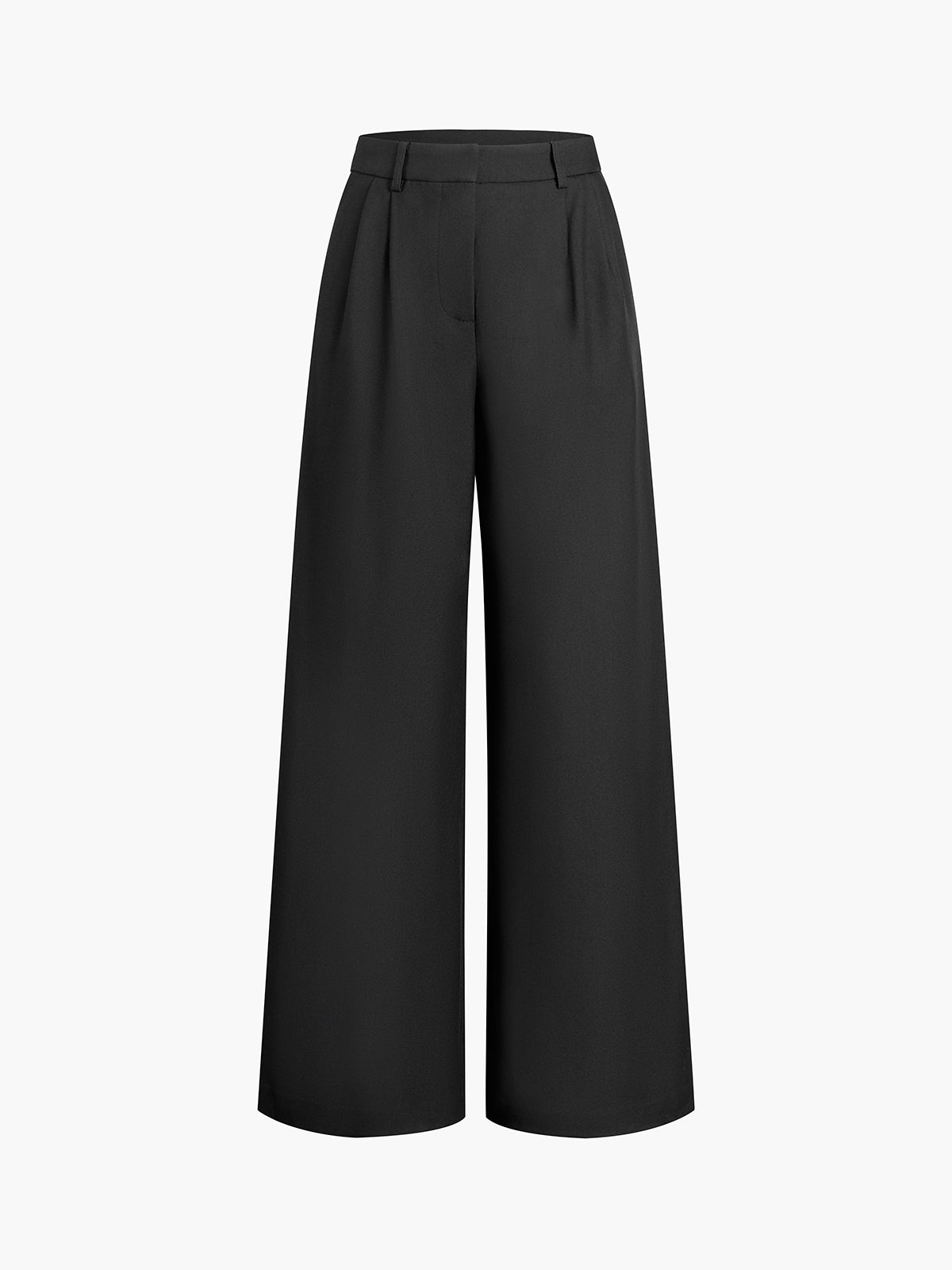 Women's wide-leg tailored trousers high-rise belted waist elegant pleats polished silhouette