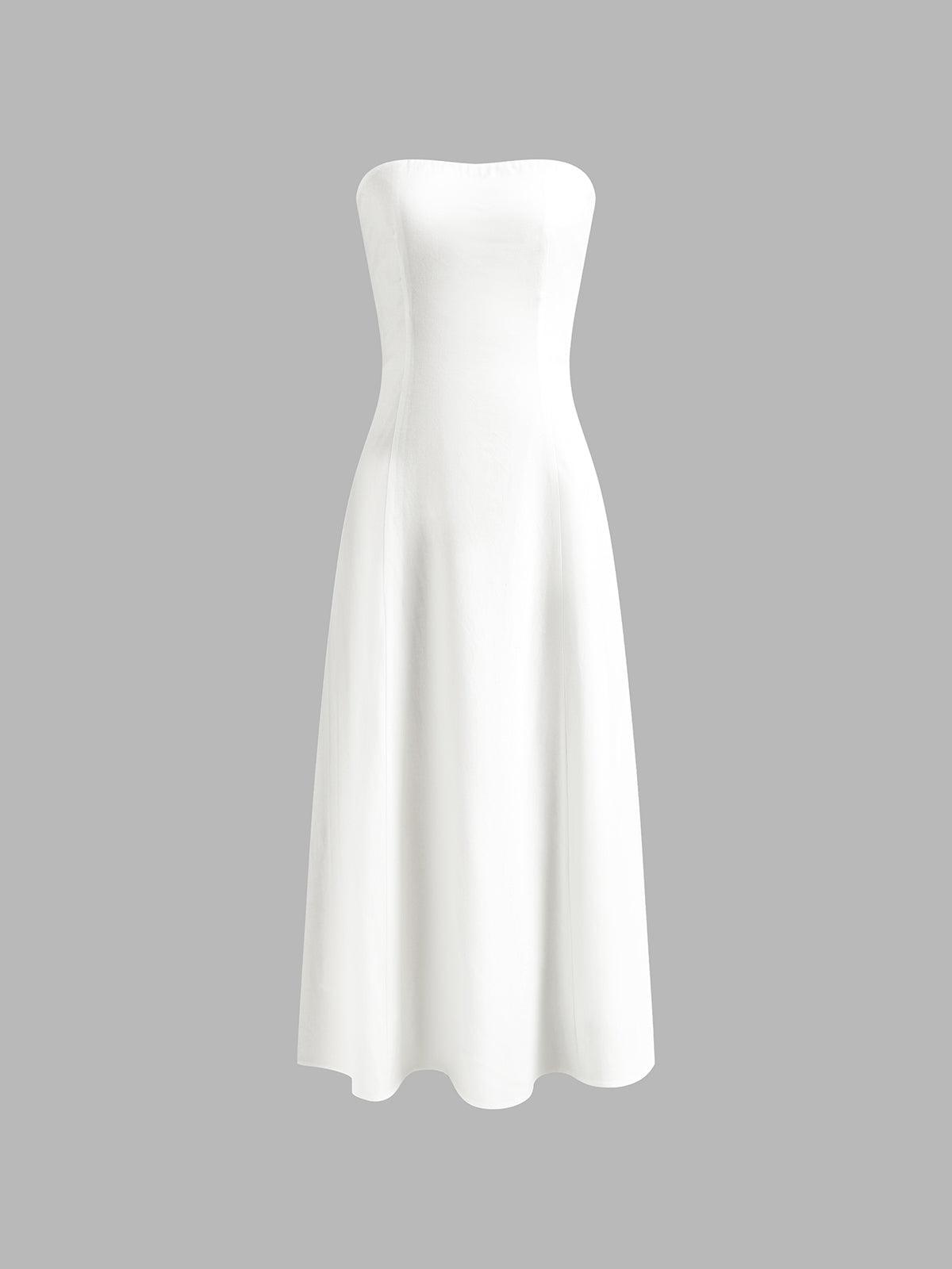 Women's sleeveless linen blend tube dress, collarless elegant cut with side pockets vacation style