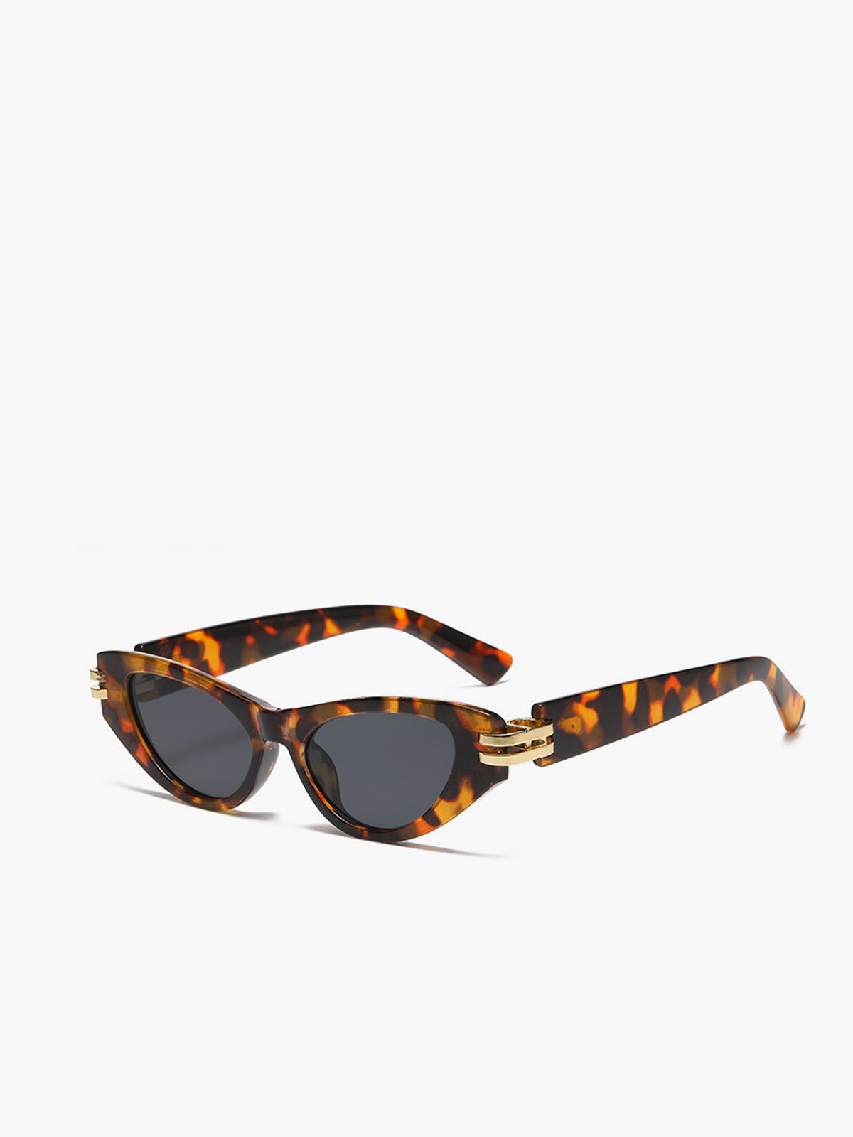 Cat eye retro sunglasses women glossy black frames gold temple accents vintage glamour