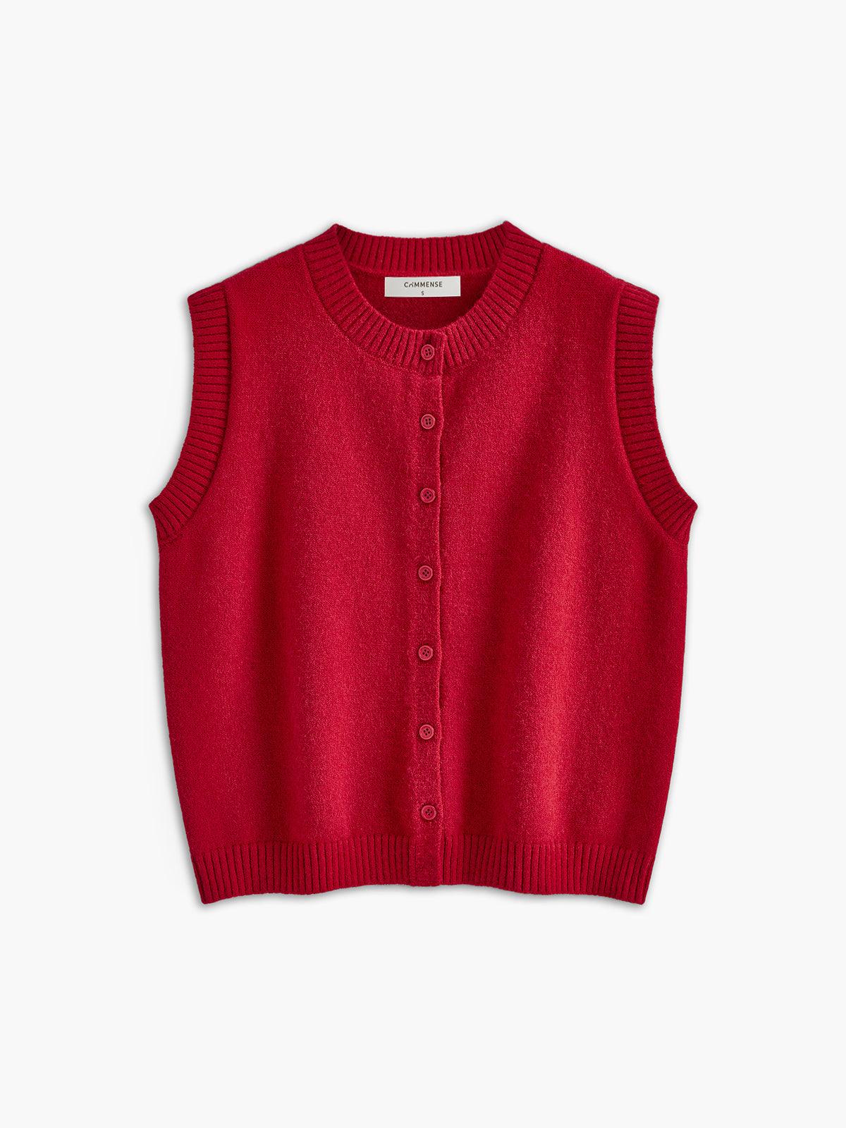 Unisex stretch knit sweater vest elegant button closure polished layering work casual wear