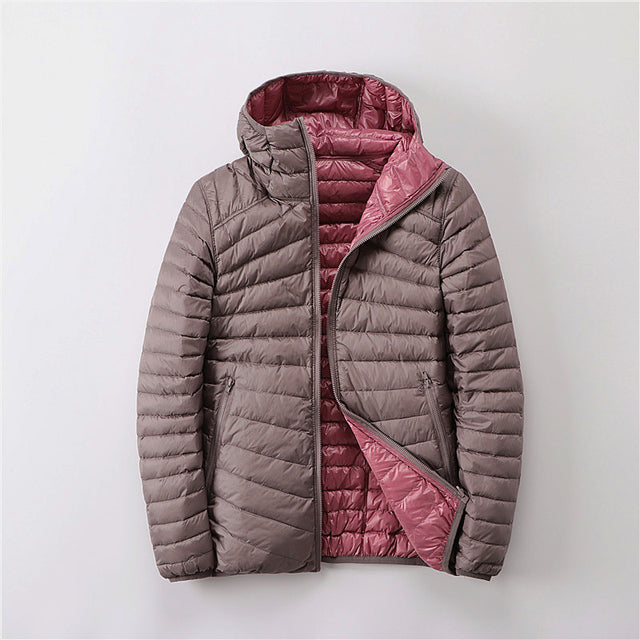 Women's quilted puffer jacket hooded regular fit water-resistant insulated lightweight urban style