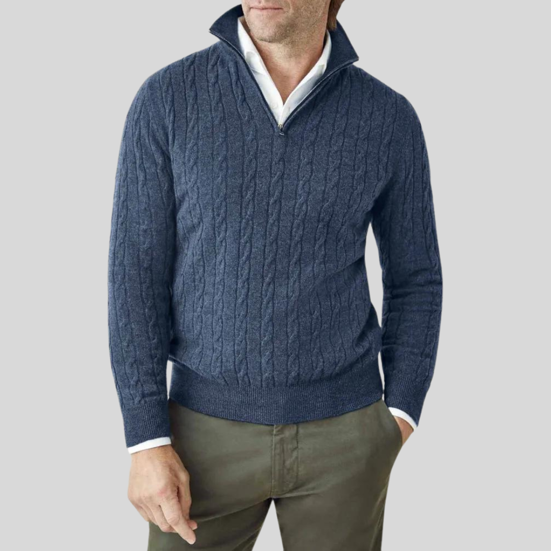 Men's Herman gray zip pullover with soft premium knit fabric and versatile quarter-zip neckline