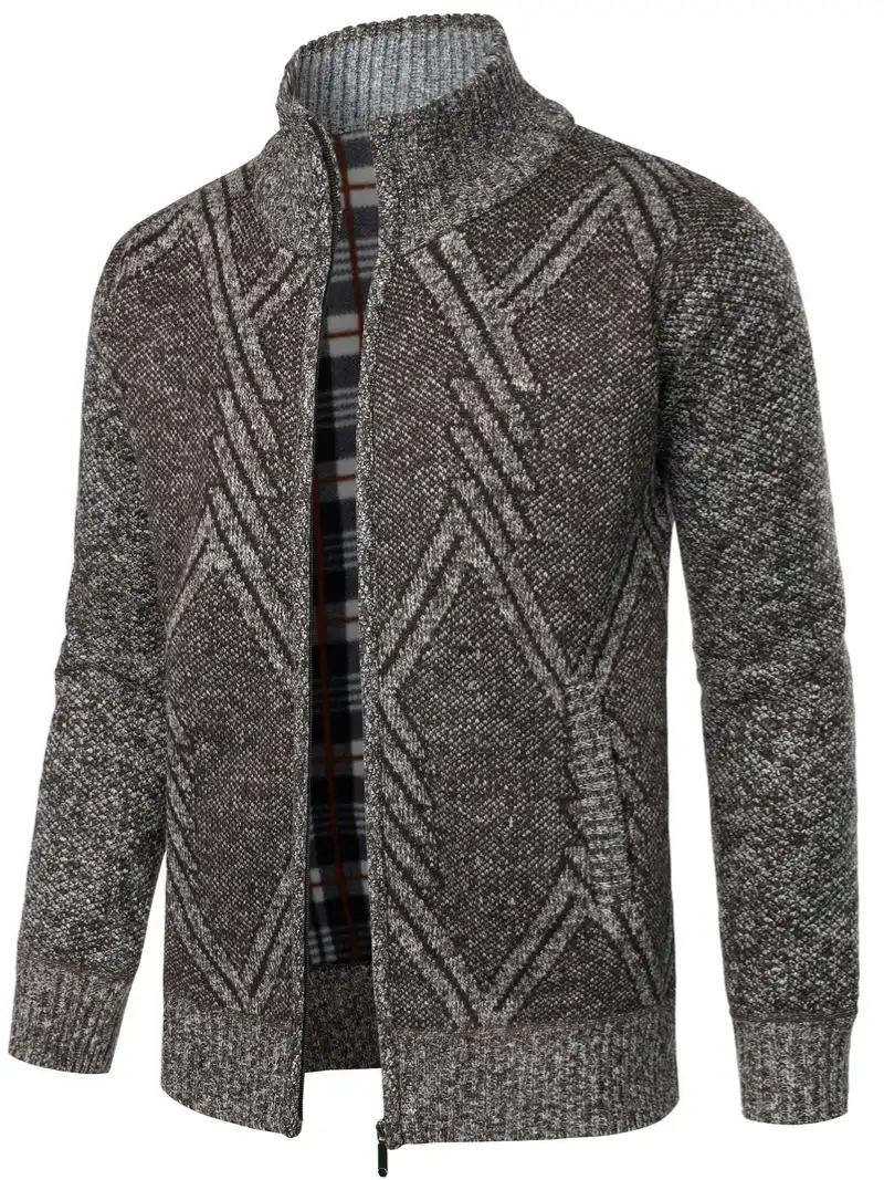 Men's knitted cardigan in versatile neutral tones, modern slim fit with soft premium knitwear texture