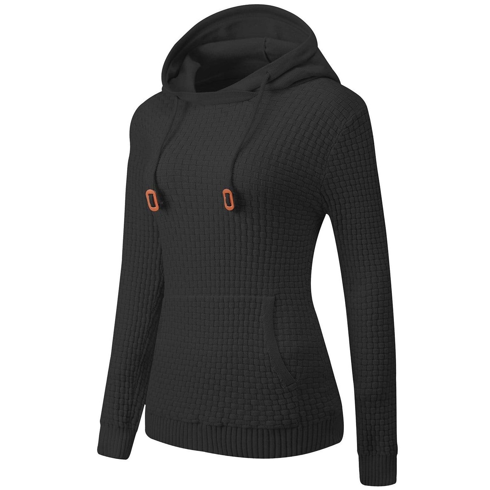 Women's regular fit textured hoodie with drawstring and kangaroo pocket for casual winter style