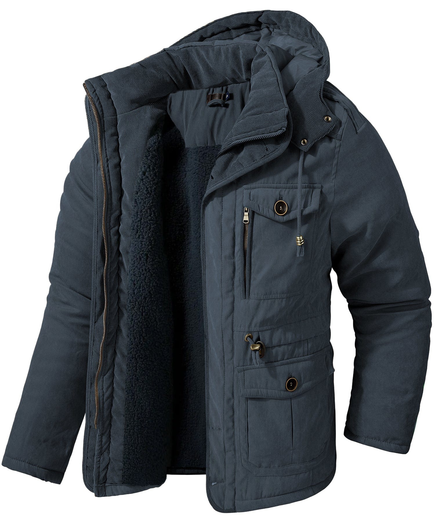 Men's Rowan insulated winter jacket navy blue adjustable hood fleece-lined outdoor polyester
