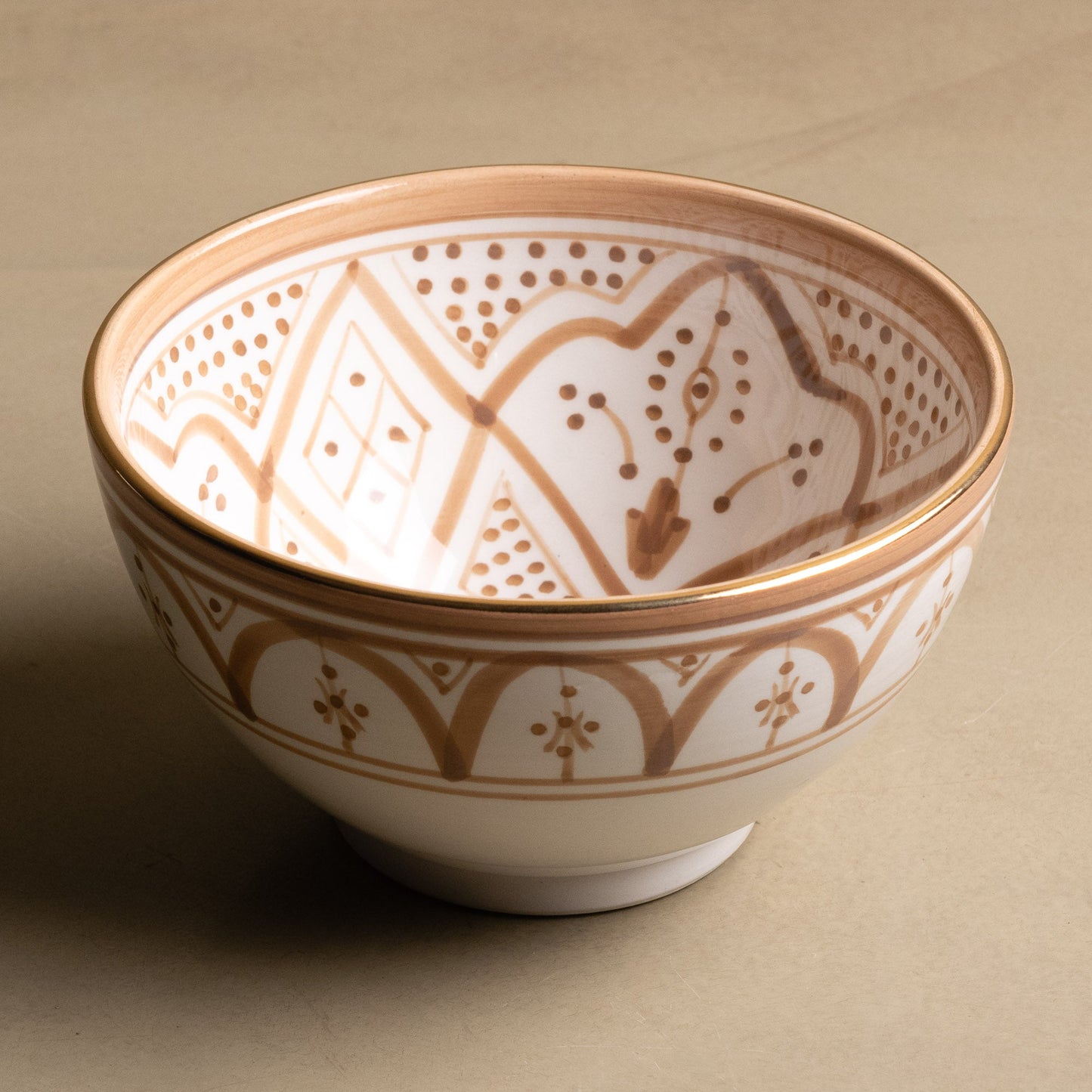Fez Sand Bowl - Moroccan Dinnerware Adorned with 12 Carat Gold Accents - Urbann-Vibe