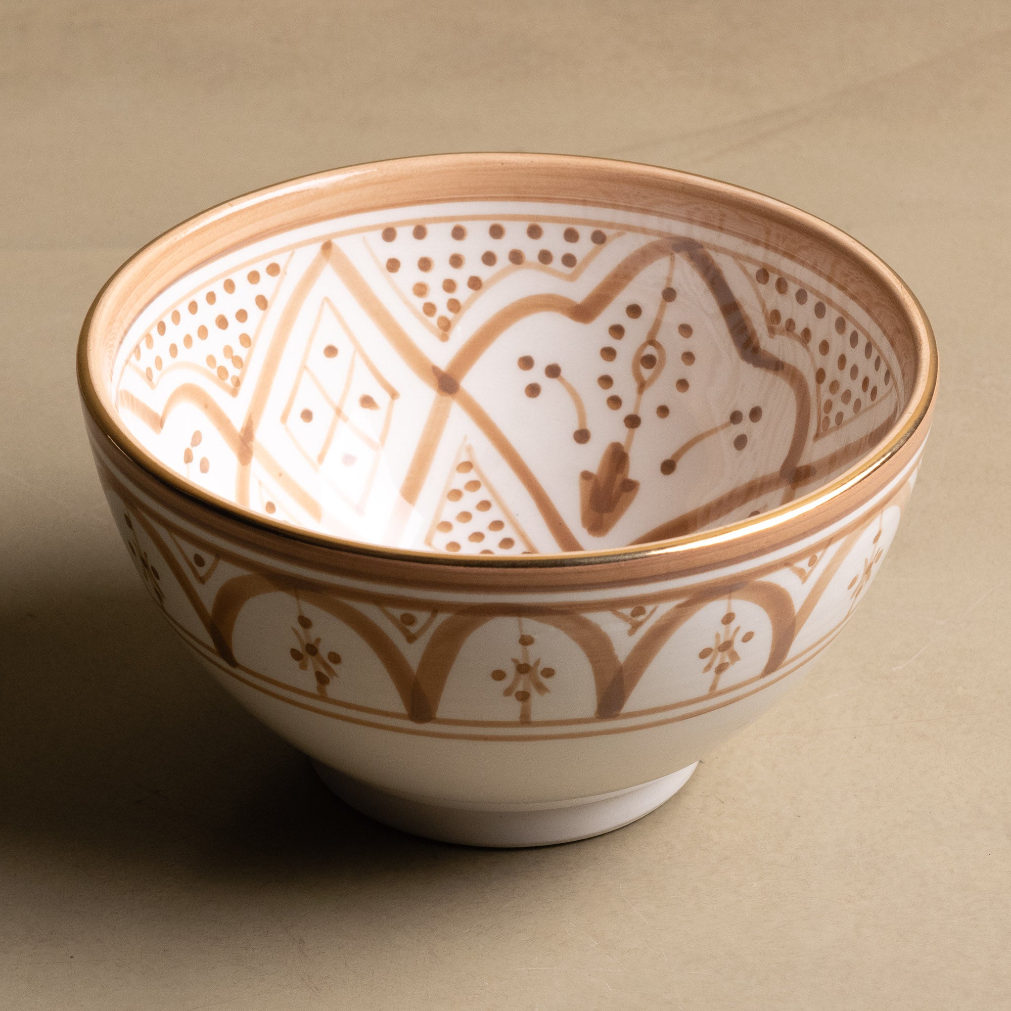 Fez Sand Bowl - Moroccan Dinnerware Adorned with 12 Carat Gold Accents - Urbann-Vibe