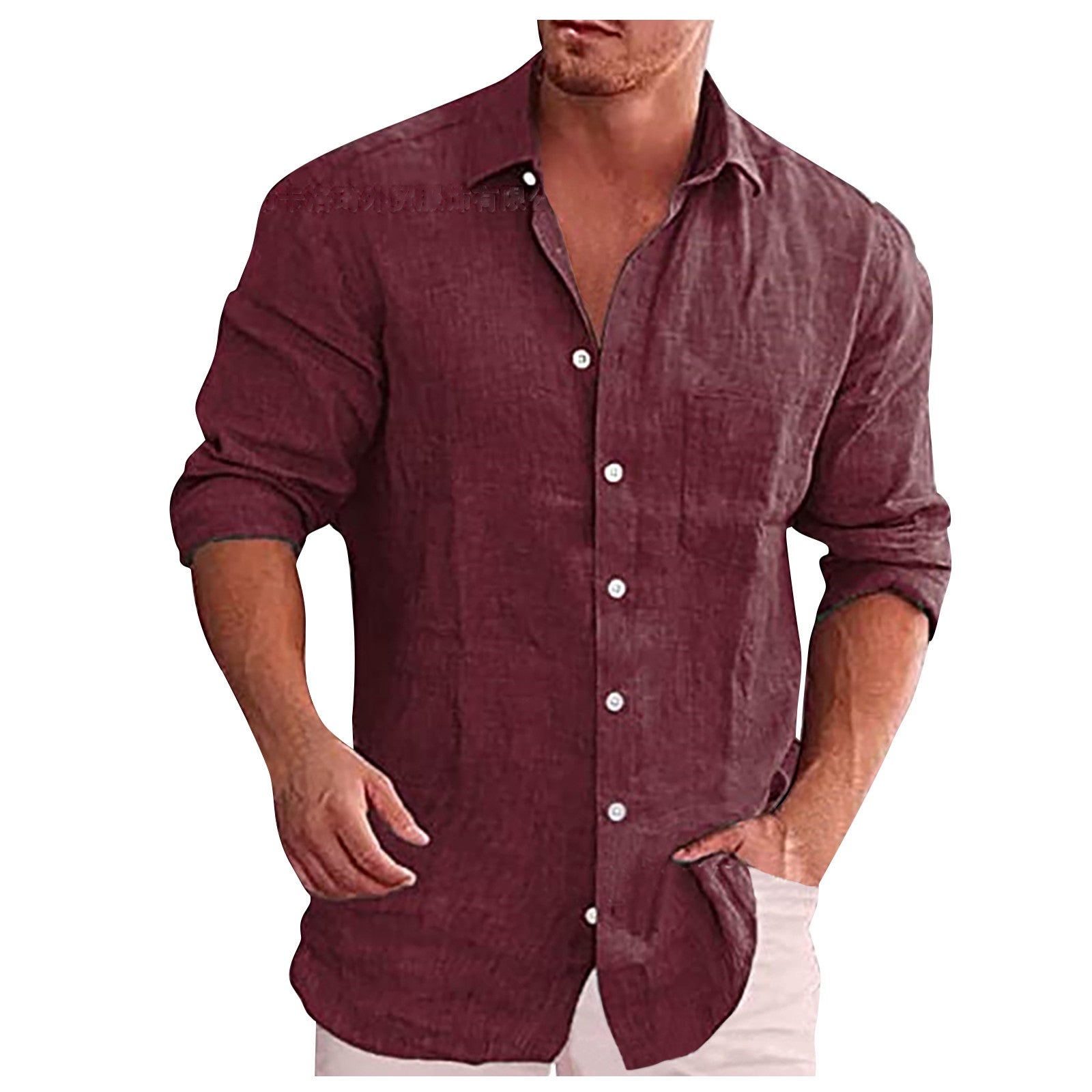 Men's casual linen shirt spread collar elegant cut breathable everyday wear refined silhouette