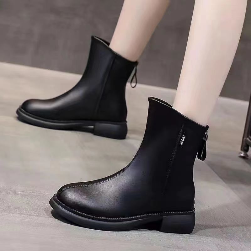 Women's black waterproof winter boots back zipper closure anatomical support all-day comfort