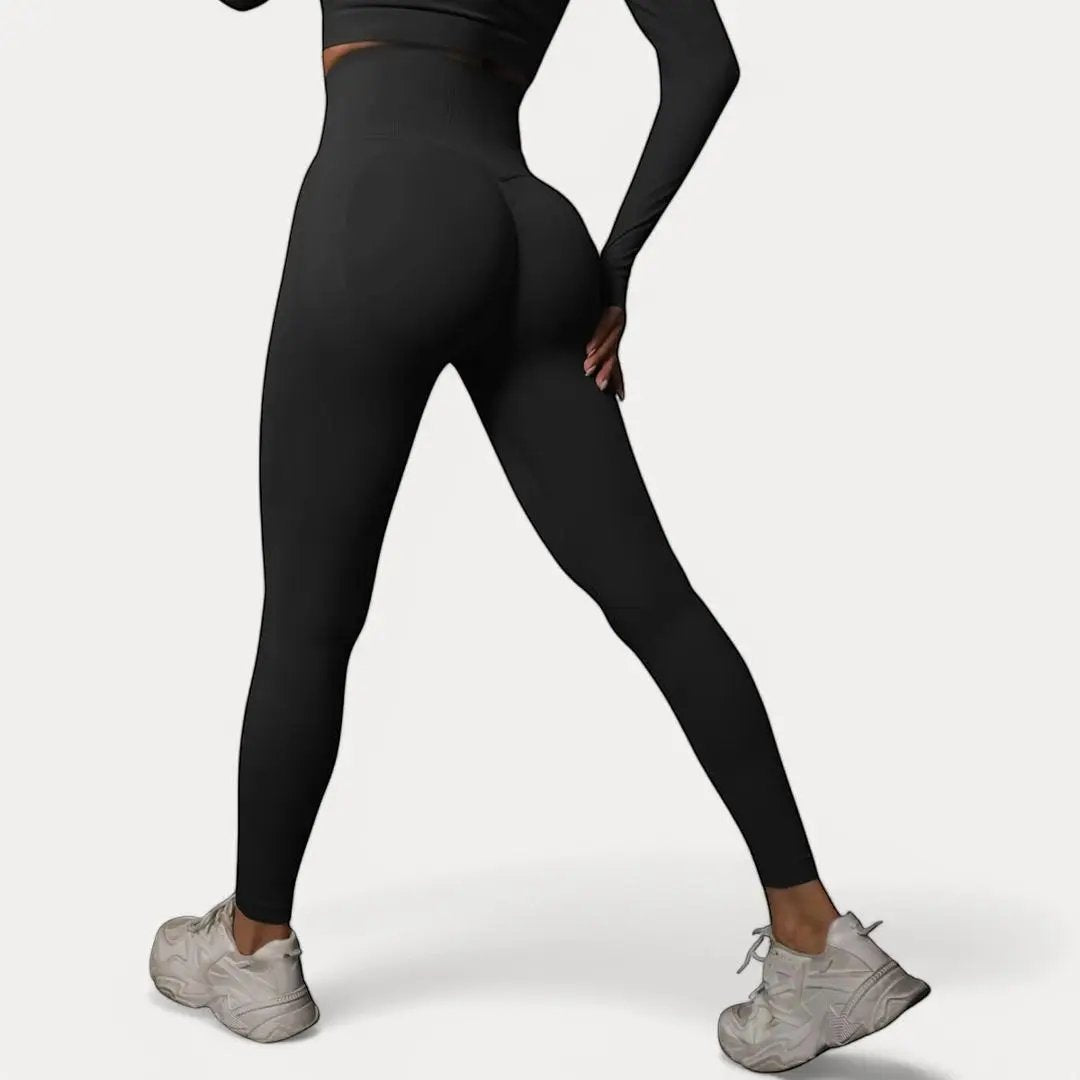 Black seamless high-waist sculpted leggings with butt lift support for women athleisure