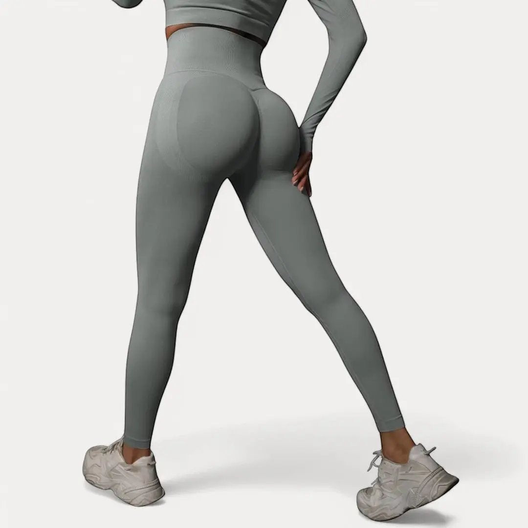 Black seamless high-waist sculpted leggings with butt lift support for women athleisure