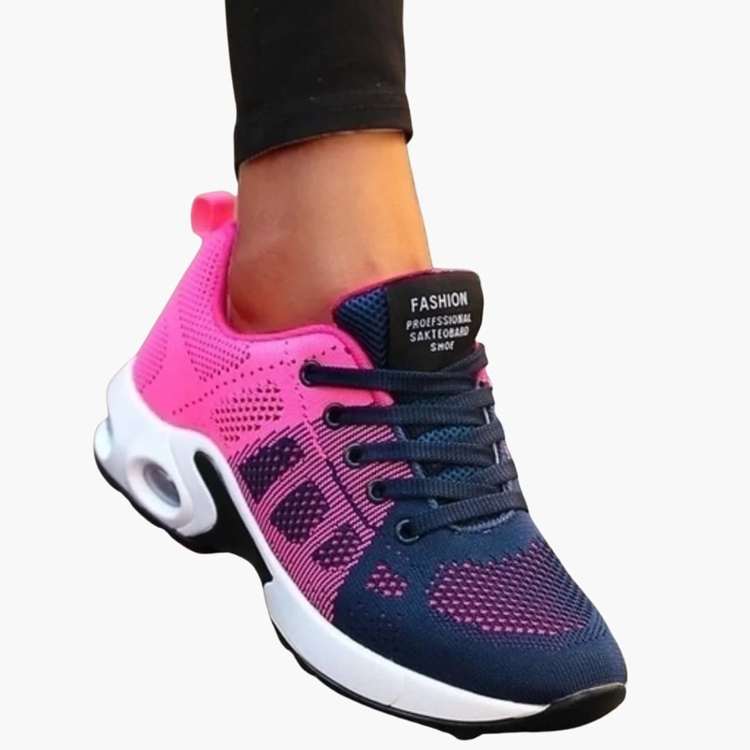 Women's white lace-up sneakers rounded toe woven textile upper everyday casual activewear style