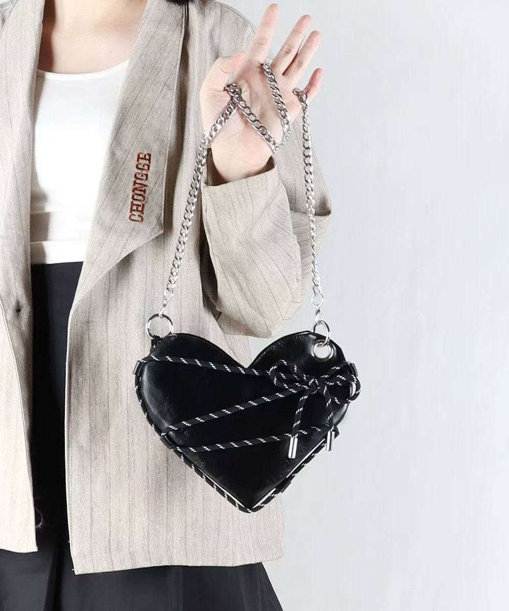 Magnifiques sacs à bandoulière en similicuir noir en forme d'amour - Urbann-Vibe