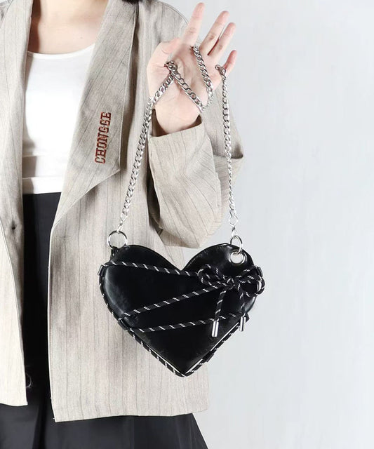 Magnifiques sacs à bandoulière en similicuir noir en forme d'amour - Urbann-Vibe