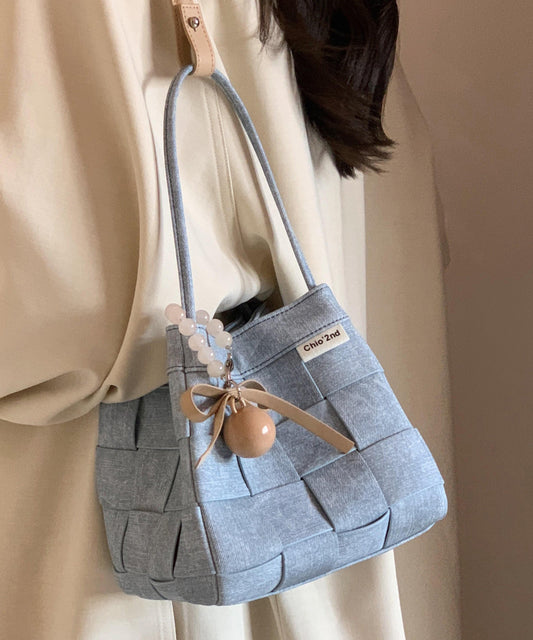 Magnifique sac seau tissé en denim bleu - Urbann-Vibe