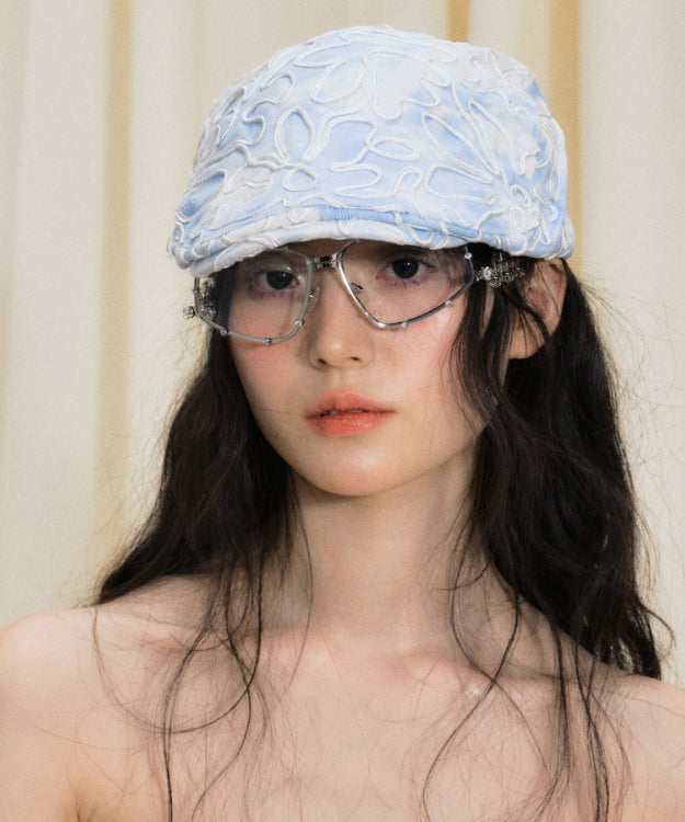 Magnifique chapeau breton brodé de fleurs bleues - Urbann-Vibe