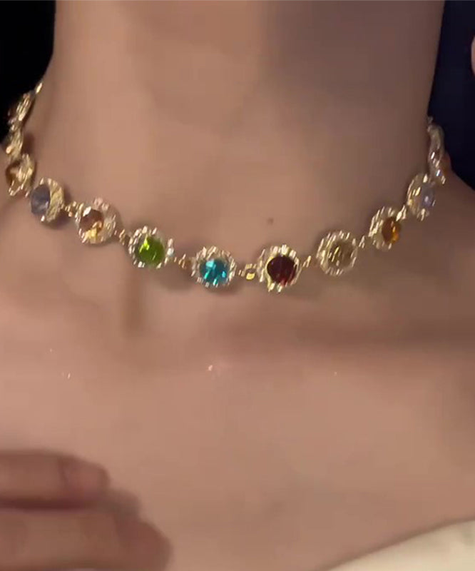 Magnifique collier Overgirl en cuivre doré et zircon - Urbann-Vibe
