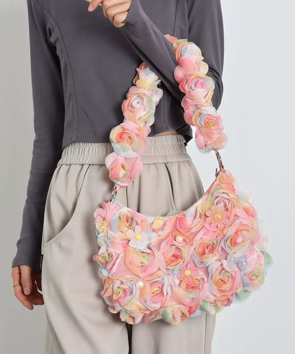 Magnifiques sacs à bandoulière pour femmes à bordure festonnée rose - Urbann-Vibe