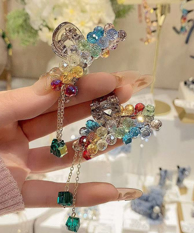 Belle paire d'épingles à cheveux à pompon en cristal acrylique arc-en-ciel - Urbann-Vibe