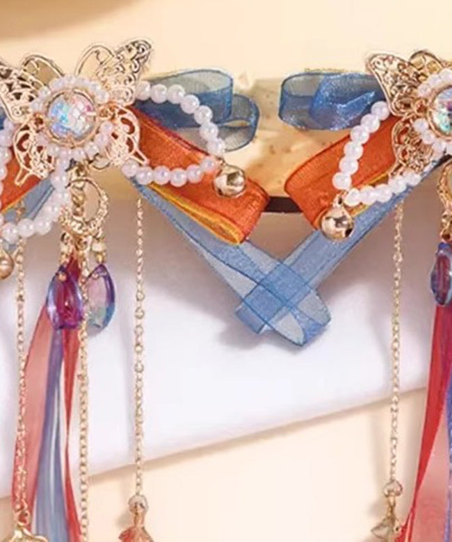 Belle paire d'épingles à cheveux pour filles, en alliage de cuivre arc-en-ciel, avec perles, nœud et ruban - Urbann-Vibe