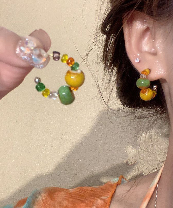 Magnifiques boucles d'oreilles créoles en perles de cuivre arc-en-ciel - Urbann-Vibe