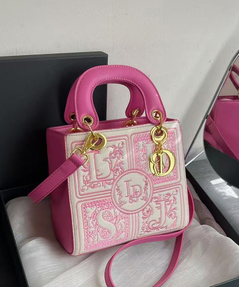 Magnifique micro sac pour femme en similicuir avec broderie rose - Urbann-Vibe