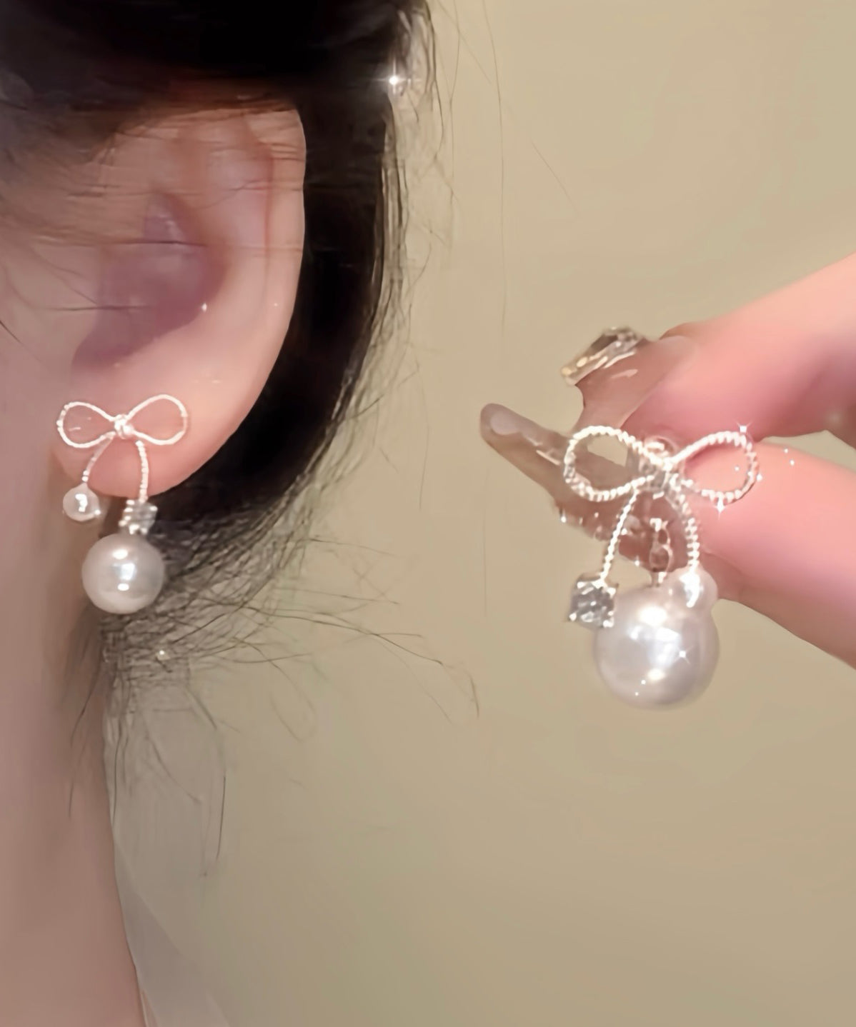 Magnifiques boucles d'oreilles pendantes en alliage d'argent sterling blanc avec perles - Urbann-Vibe
