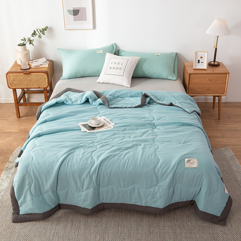 Minimalist white cotton quilt stitched pattern lightweight breathable design for hot sleepers