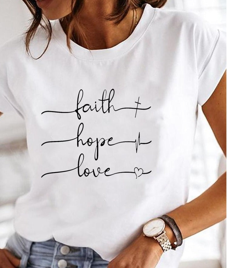 Women's printed summer t-shirt crew neck vibrant graphic print casual relaxed fit